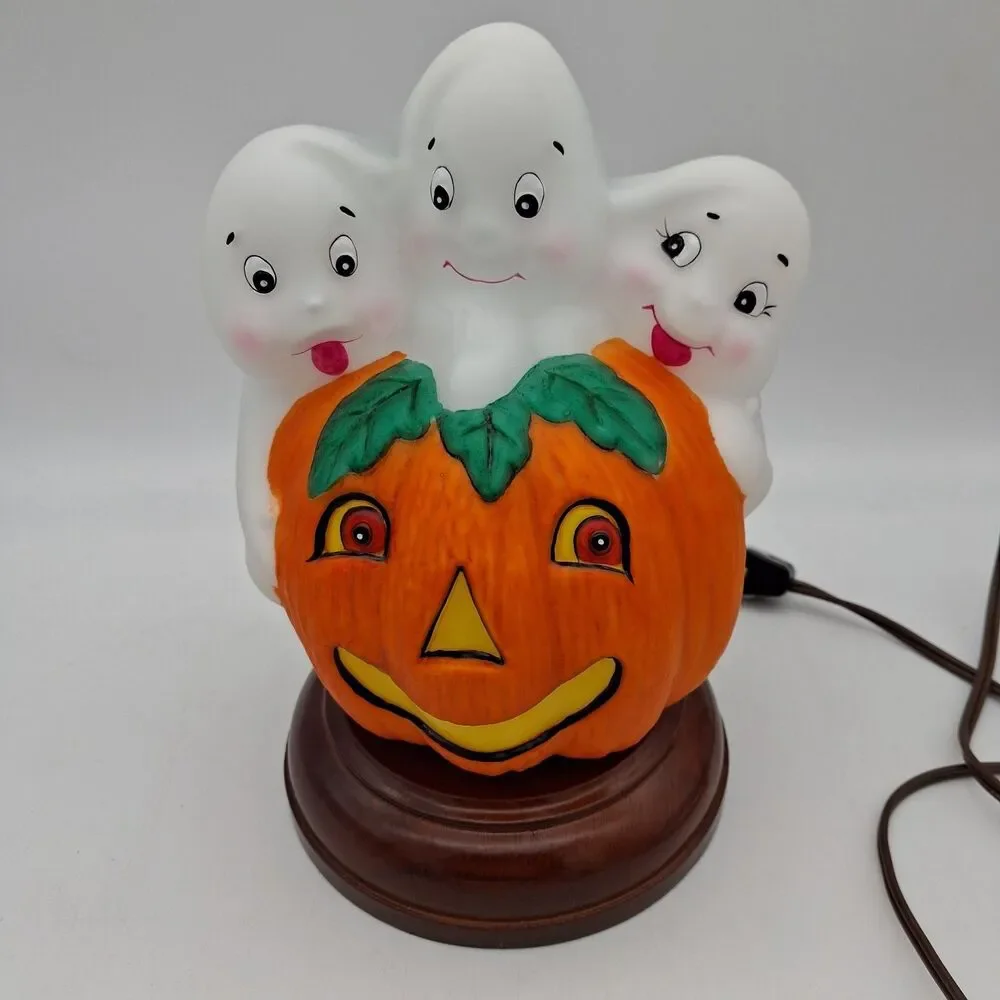 2000 Vintage Old World Christmas Halloween Light Trio of Giggling Ghosts w/ Box